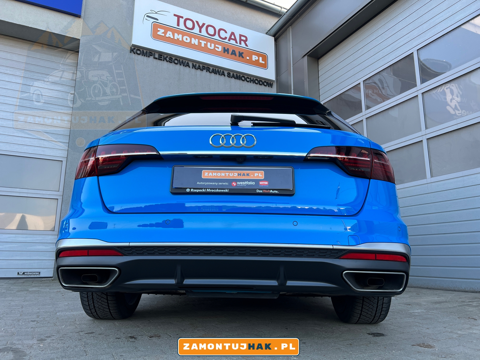 Szczegółowe zbliżenie na hak Westfalia A40V w Audi A4